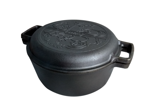 Gusseisen Kochtopf 6 L mit Grillpfanne