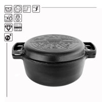Gusseisen Kochtopf 6 L mit Grillpfanne