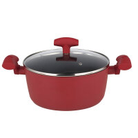 Topf mit Glasdeckel 28 cm, rot