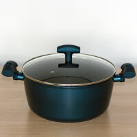 Topf mit Glasdeckel 24 cm, petrol