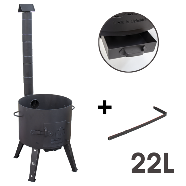 Feuerofen 22 Liter Utschak Terrassenofen Campingofen mit Schornstein
