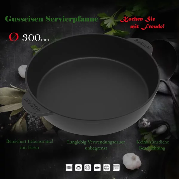 ROBARI Gusseisen Schmorpfanne Ø 30cm